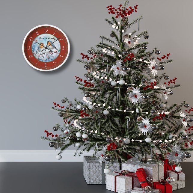 Watercolor Robins Christmas Wall Clock (Creator Uploaded)