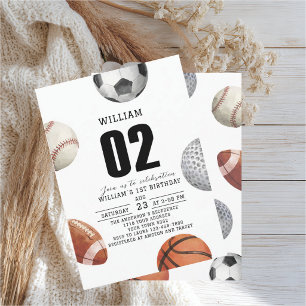 Watercolor Rockie year sports 2nd birthday party Invitation