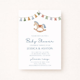 Watercolor Rocking Horese, Baby Shower Invitation