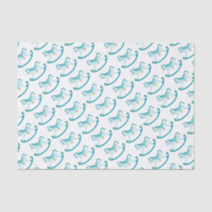 Watercolor rocking horse aqua tea art tissue paper