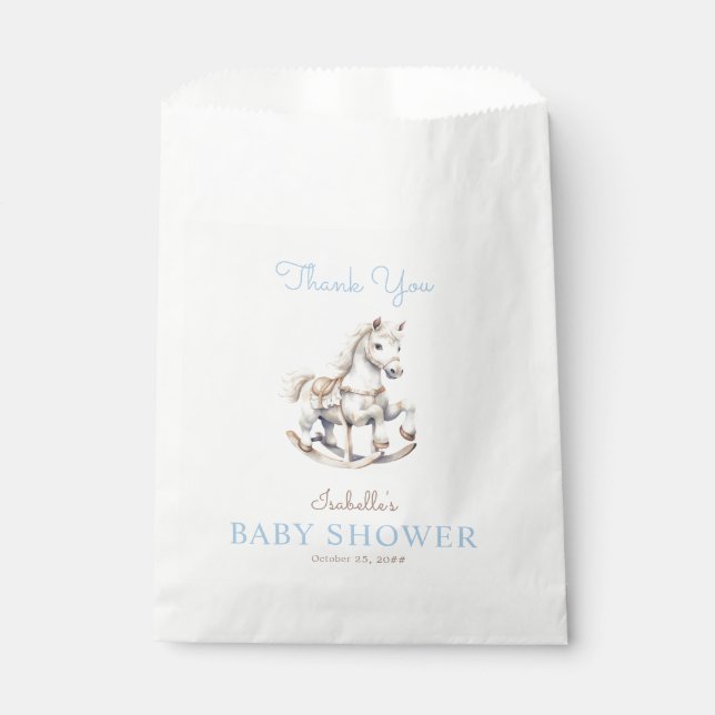 Watercolor Rocking Horse Baby Shower Favour Bag (Front)