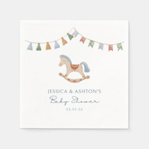 Watercolor Rocking Horse, Baby Shower Napkin