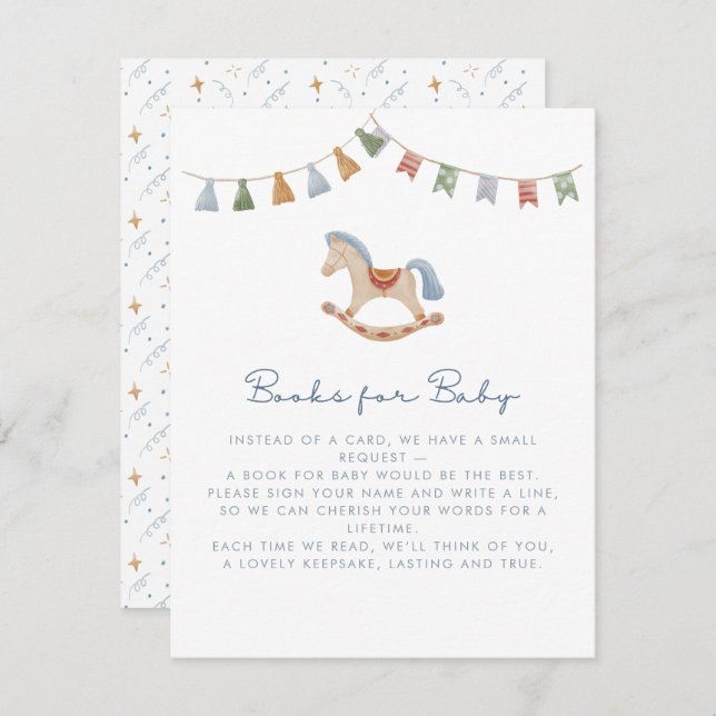 Watercolor Rocking Horse, Books for Baby card (Front/Back)