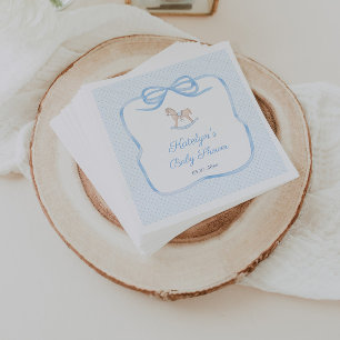 Watercolor Rocking Horse Vintage Baby Shower Party Napkin