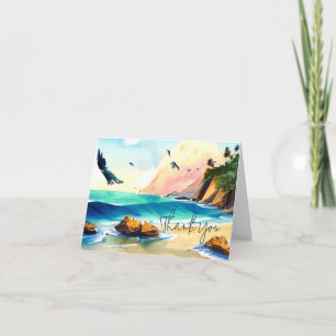 Watercolor rocky shore customisable card