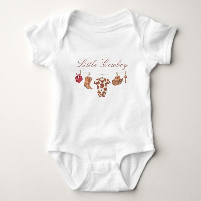 Watercolor Rodeo Western Cowboy Baby Shower Bodysuit (Front)