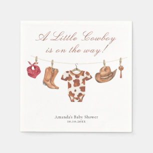 Watercolor Rodeo Western Cowboy Baby Shower Napkin