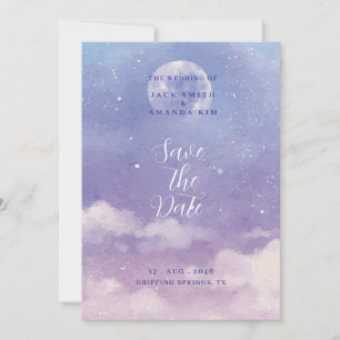 Watercolor Roman Moonlight wedding Save the date Invitation