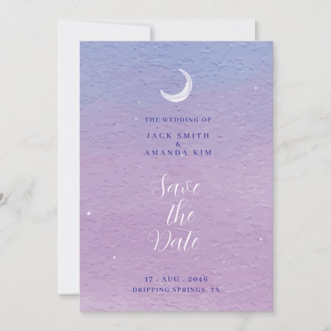 Watercolor Roman Moonlight wedding Save the date Invitation (Front)