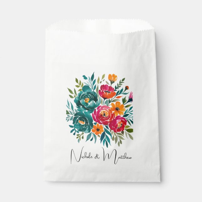Watercolor Romance Wedding Favour Bag (Front)