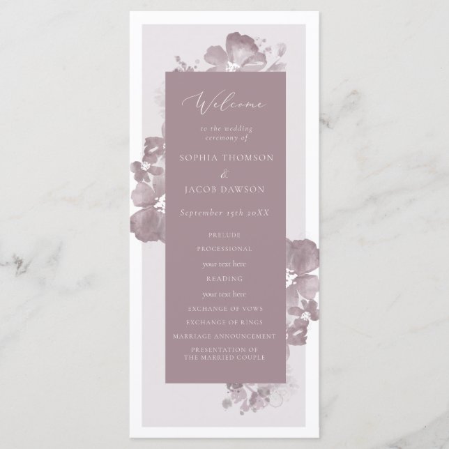 Watercolor Romance Wedding Program (Front)