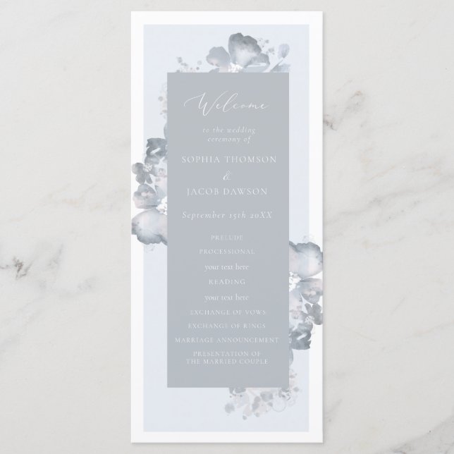 Watercolor Romance Wedding Program (Front)