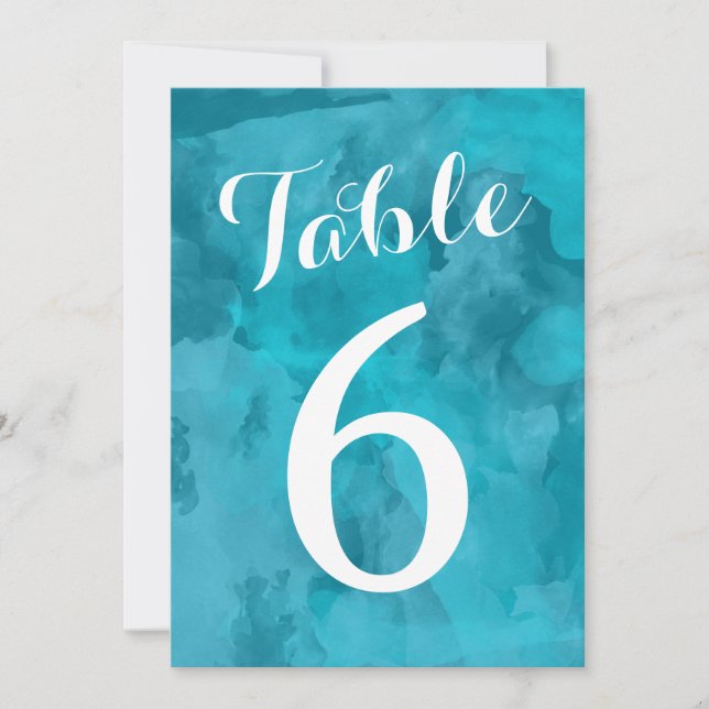 Watercolor Romance Wedding Table Numbers (Front)
