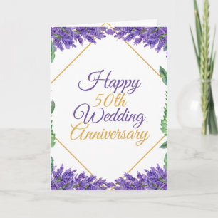 Watercolor Romantic 50th Wedding Anniversary Card