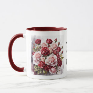 Watercolor Romantic Cute Red Rose Floral Mug