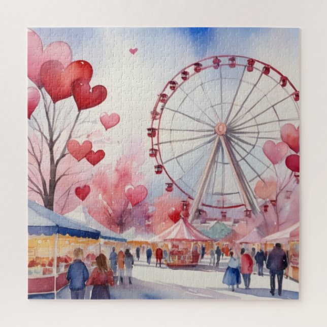 Watercolor Romantic Ferris Wheel Jigsaw Puzzle (Vertical)