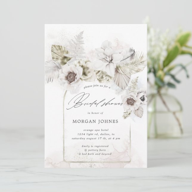 watercolor romantic floral Bridal Shower Invite (Standing Front)