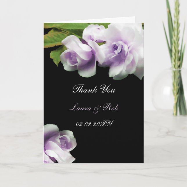 watercolor romantic purple rose Thank You (Front)