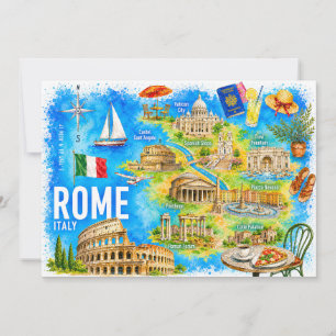 Watercolor Rome Italy Colosseum Landmark Invitation