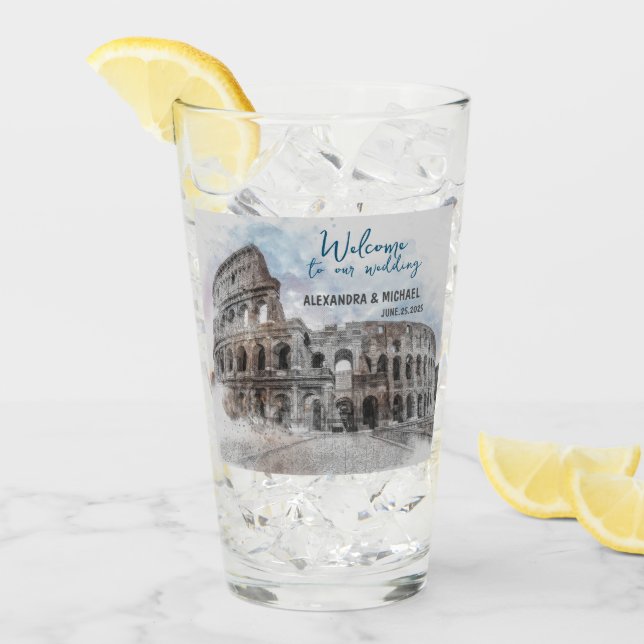 Watercolor Rome, Italy Glass (Front Ice)