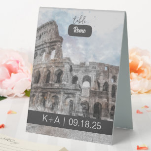 Watercolor Rome Italy Table Tent Sign – Elegant 