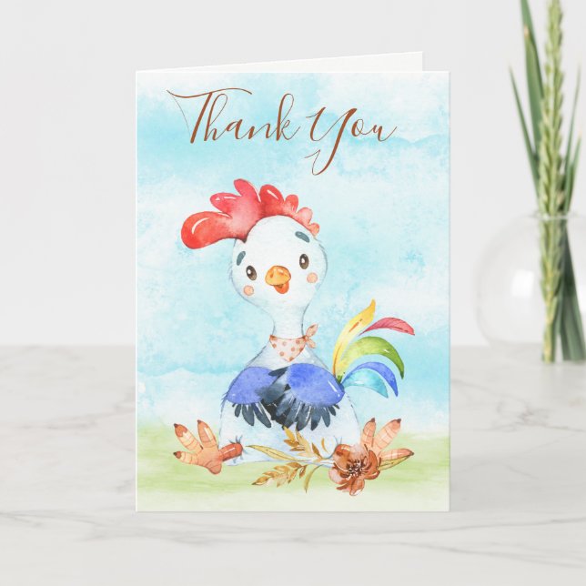 Watercolor Rooster Farm Card (Front)