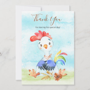 Watercolor Rooster Farm Thank You Card