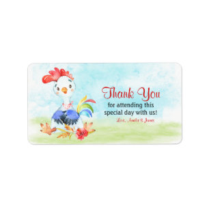 Watercolor Rooster Farm Thank You Label