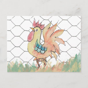 Watercolor Rooster Recipe Card