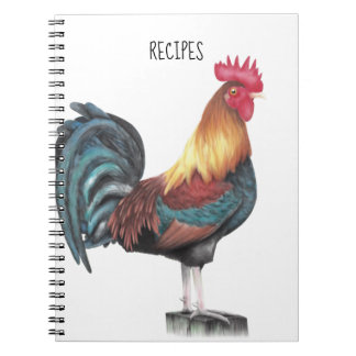 Watercolor Rooster Recipe Notebook