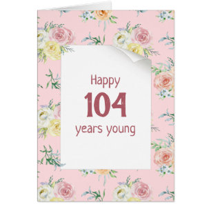 Watercolor Rose 104th Birthday Card