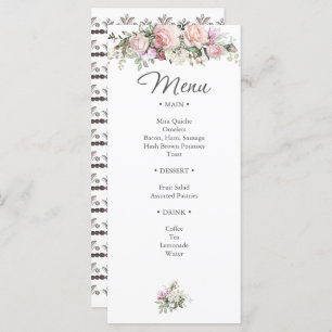 Watercolor Rose and Greenery Floral Shower Menu