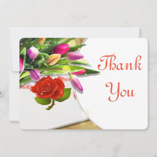 Watercolor rose and Tulip Thank You Card
