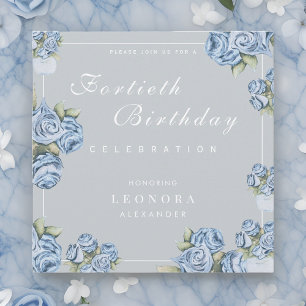Watercolor Rose ANY Milestone Floral Birthday Invitation