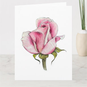 Watercolor Rose Blank Greeting Card