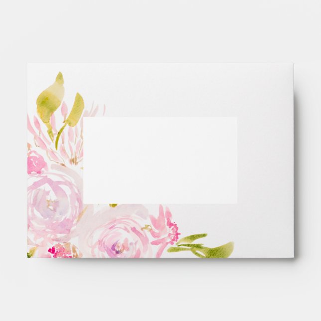 Watercolor Rose Bouquet Envelope (Front)