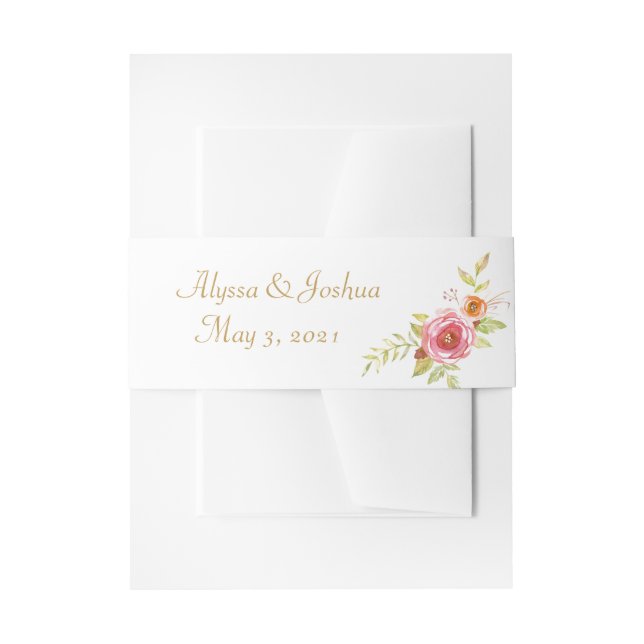 Watercolor Rose Bouquet Invitation Belly Band (Front Example)