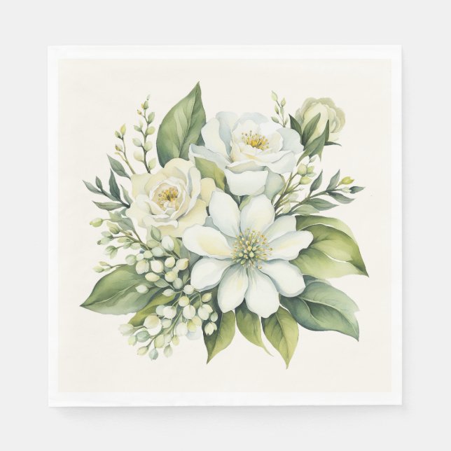 Watercolor Rose Bouquet Napkin (Front)