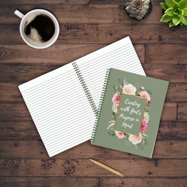Watercolor Rose Bouquet with Godly Quote Notebook (Creator Uploaded)