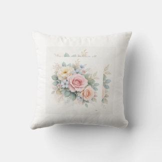 watercolor rose design cushion