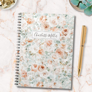 Watercolor Rose Eucalyptus Leaves Greenery Floral Notebook