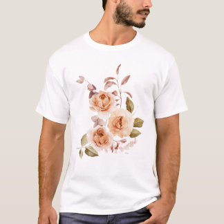 Watercolor Rose Floral T-Shirt | Elegant Botanical