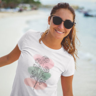 Watercolor rose flower pink  - Fleurs aquarelle T-Shirt