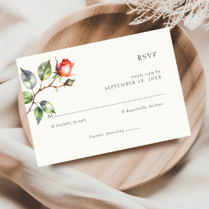 Watercolor Rose flower Wedding RSVP Card