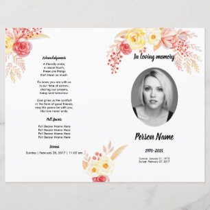 WATERCOLOR ROSE   Funeral Program Template