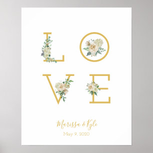 Watercolor Rose Garden LOVE Wedding Print