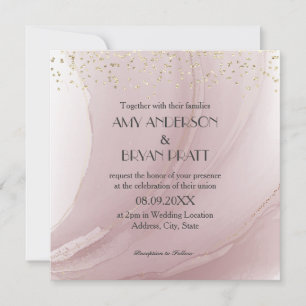 Watercolor Rose Gold Marble Invitation