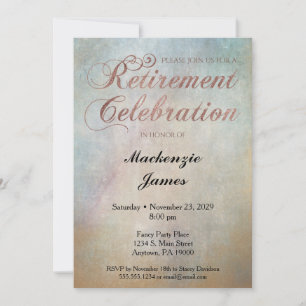 Watercolor Rose Gold Retirement Party Invitation