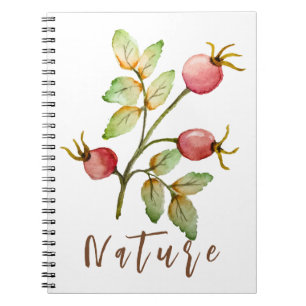 Watercolor rose hips notebook