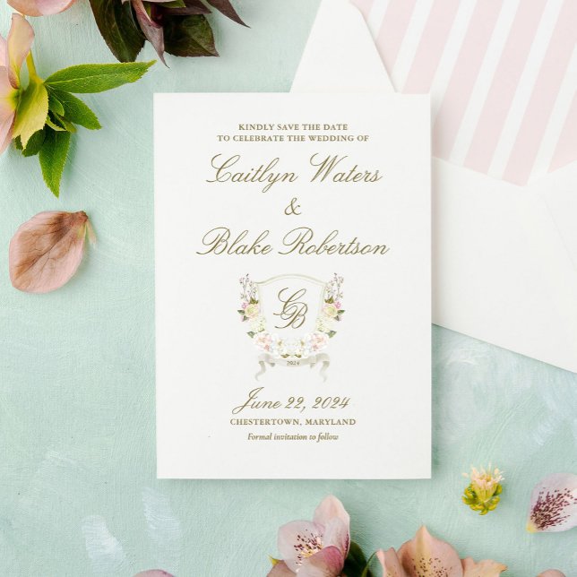 Watercolor Rose Hydrangea Save The Date Card (Creator Uploaded)